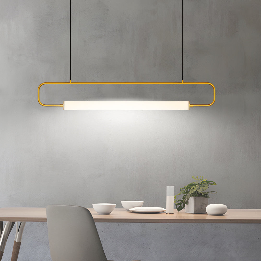 Modern LED Linear Island Pendant Light for Dining Room and Kitchen Gold Black