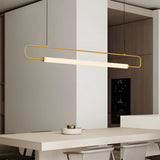 Modern LED Linear Island Pendant Light for Dining Room and Kitchen Gold Black