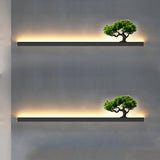 Modern LED Linear Outdoor Wall Light Waterproof Exterior Sconce with Faux Plant Decoration