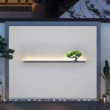 Modern LED Linear Outdoor Wall Light Waterproof Exterior Sconce with Faux Plant Decoration
