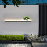 Modern LED Linear Outdoor Wall Light Waterproof Exterior Sconce with Faux Plant Decoration