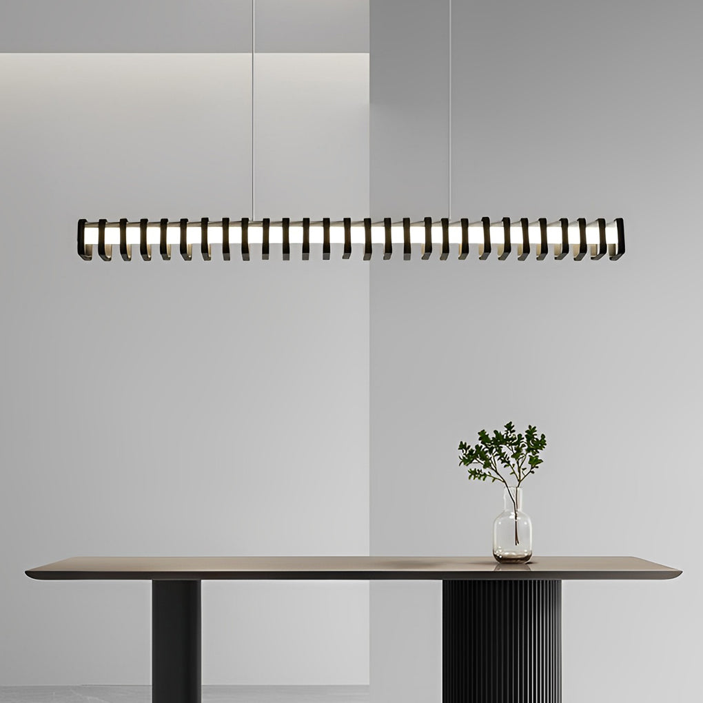 Modern LED Linear Pendant Light Minimalist Square Frame Dimmable Chandelier for Kitchen Island Dining Room