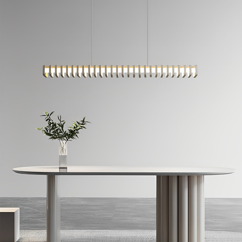 Modern LED Linear Pendant Light Minimalist Square Frame Dimmable Chandelier for Kitchen Island Dining Room