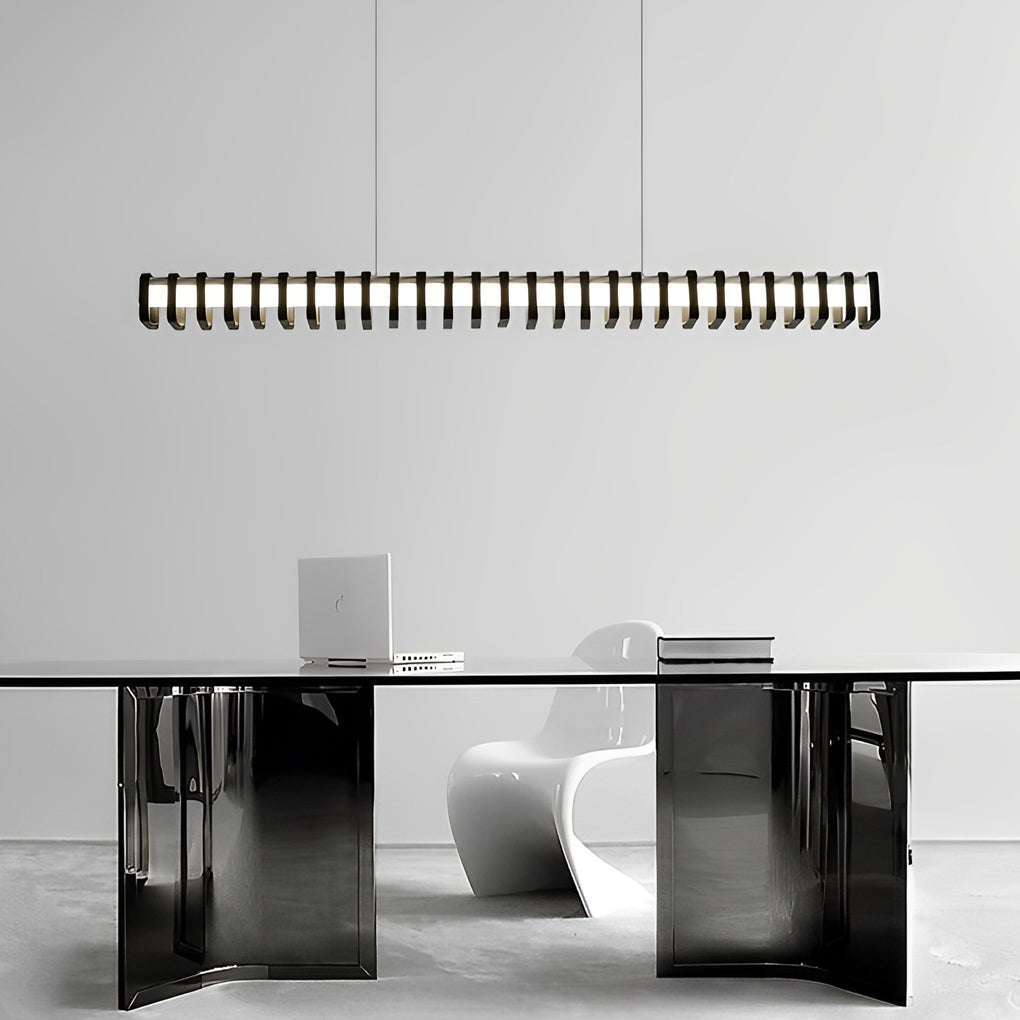 Modern LED Linear Pendant Light Minimalist Square Frame Dimmable Chandelier for Kitchen Island Dining Room