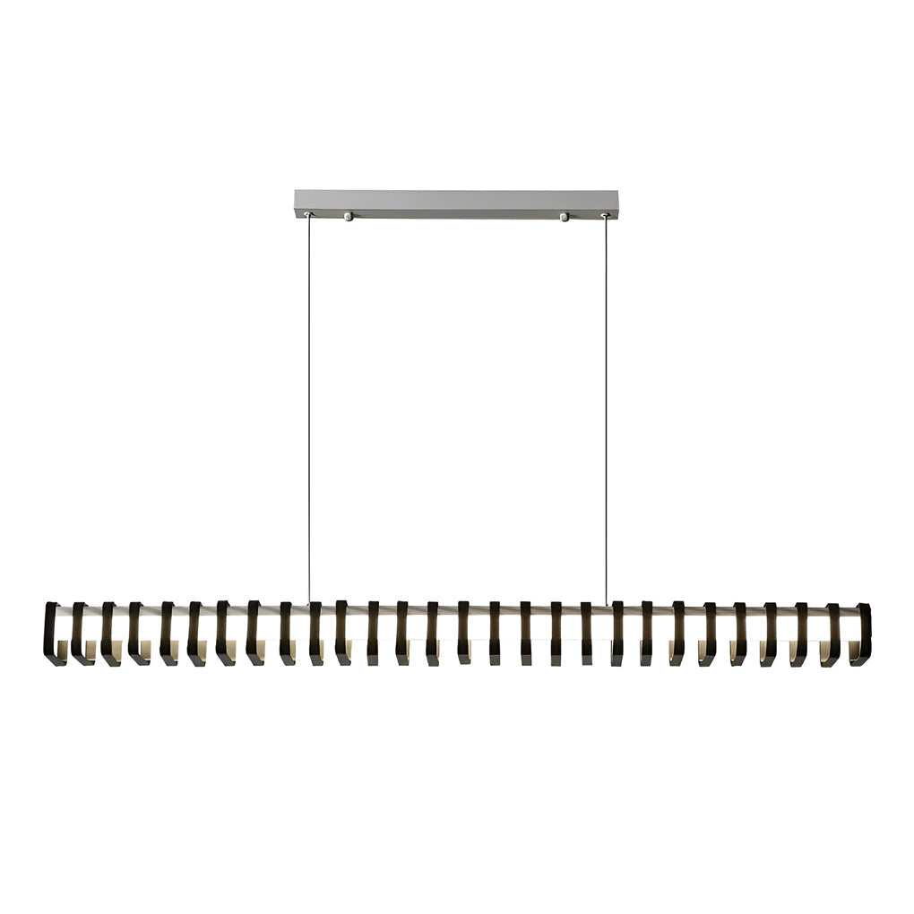 Modern LED Linear Pendant Light Minimalist Square Frame Dimmable Chandelier for Kitchen Island Dining Room