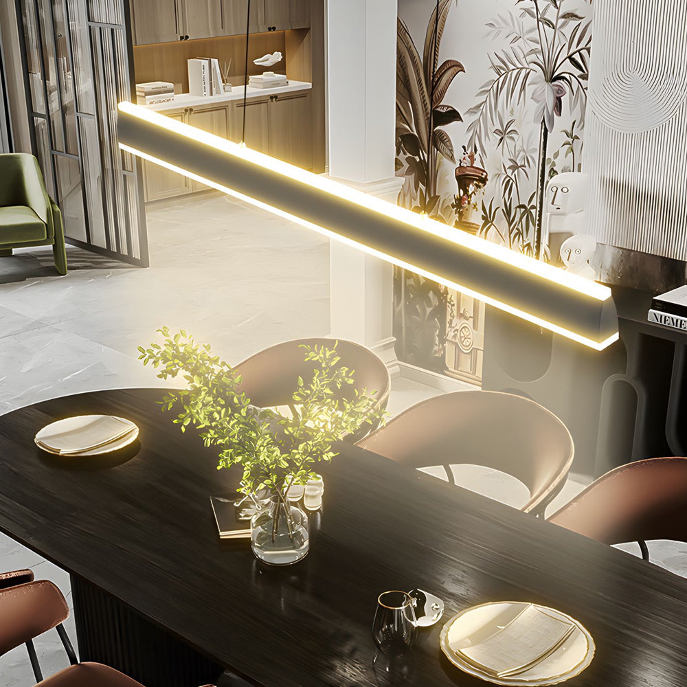 Modern LED Linear Pendant Light Up and Down Island Lighting in Black or White for Dining Room