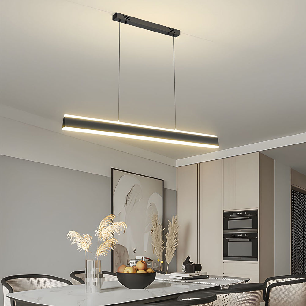 Modern LED Linear Pendant Light Up and Down Island Lighting in Black or White for Dining Room