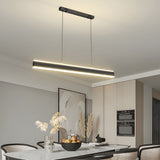 Modern LED Linear Pendant Light Up and Down Island Lighting in Black or White for Dining Room