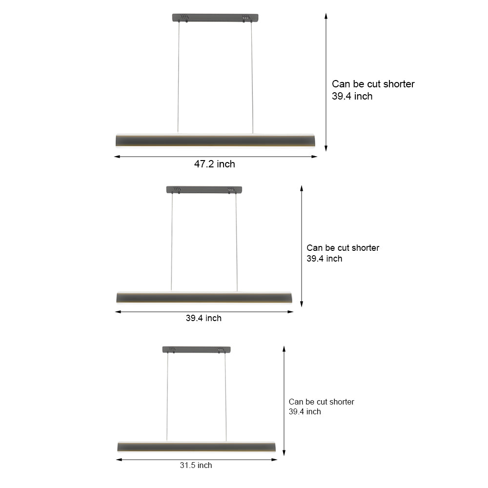 Modern LED Linear Pendant Light Up and Down Island Lighting in Black or White for Dining Room