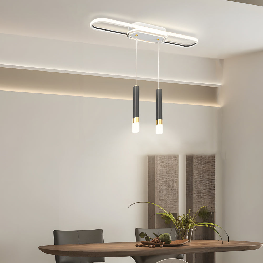 Modern LED Linear Pendant Light with Slender Cylindrical Lamps and Three Step Dimming