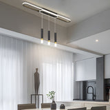 Modern LED Linear Pendant Light with Slender Cylindrical Lamps and Three Step Dimming