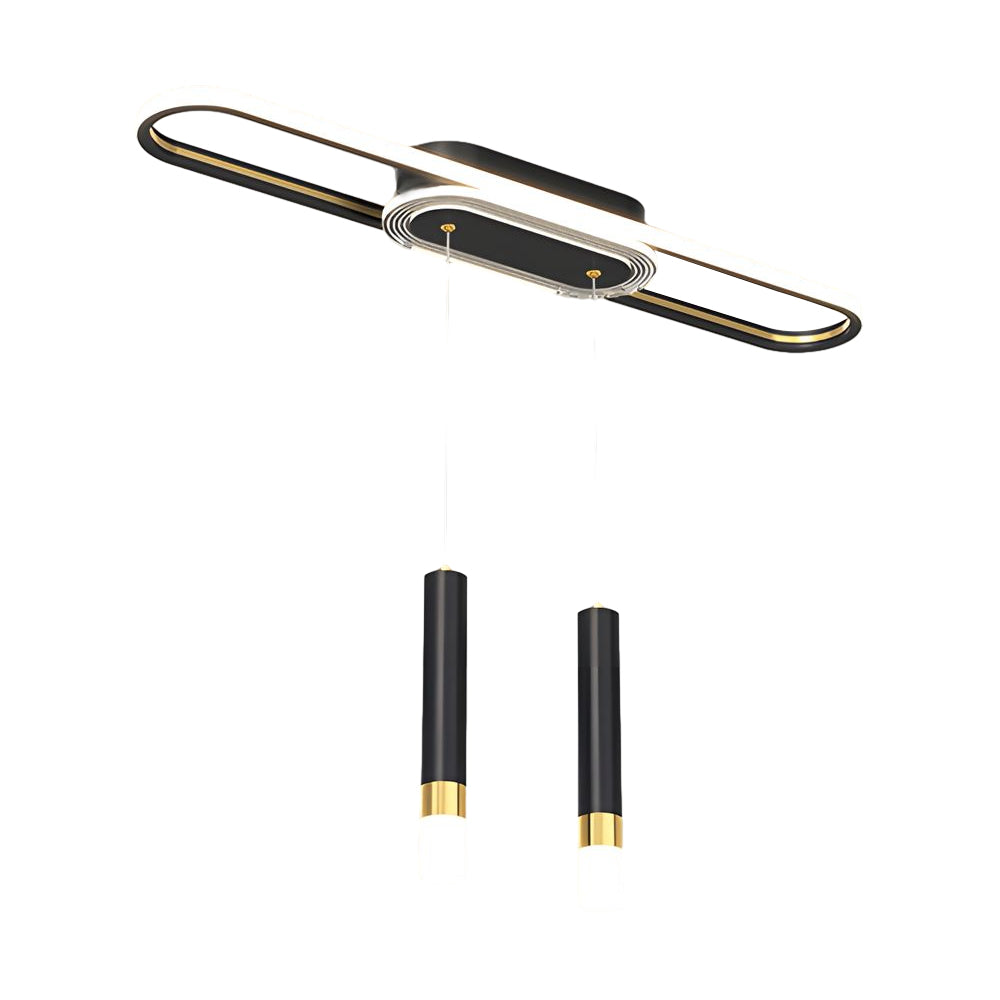 Modern LED Linear Pendant Light with Slender Cylindrical Lamps and Three Step Dimming