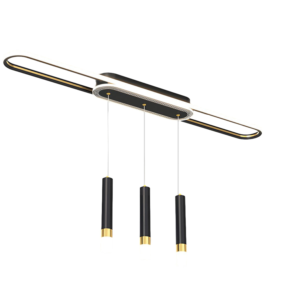 Modern LED Linear Pendant Light with Slender Cylindrical Lamps and Three Step Dimming