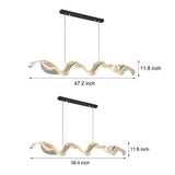 Modern LED Linear Wave Pendant Light Acrylic Ribbon Streamer Chandelier for Contemporary Dining Spaces