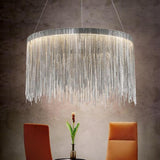 Modern LED Metal Fringe Drum Chandelier Contemporary Pendant Light for Dining and Living Room