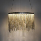 Modern LED Metal Fringe Drum Chandelier Contemporary Pendant Light for Dining and Living Room