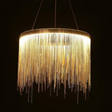 Modern LED Metal Fringe Drum Chandelier Contemporary Pendant Light for Dining and Living Room