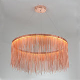 Modern LED Metal Fringe Drum Chandelier Contemporary Pendant Light for Dining and Living Room
