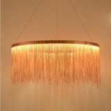 Modern LED Metal Fringe Drum Chandelier Contemporary Pendant Light for Dining and Living Room
