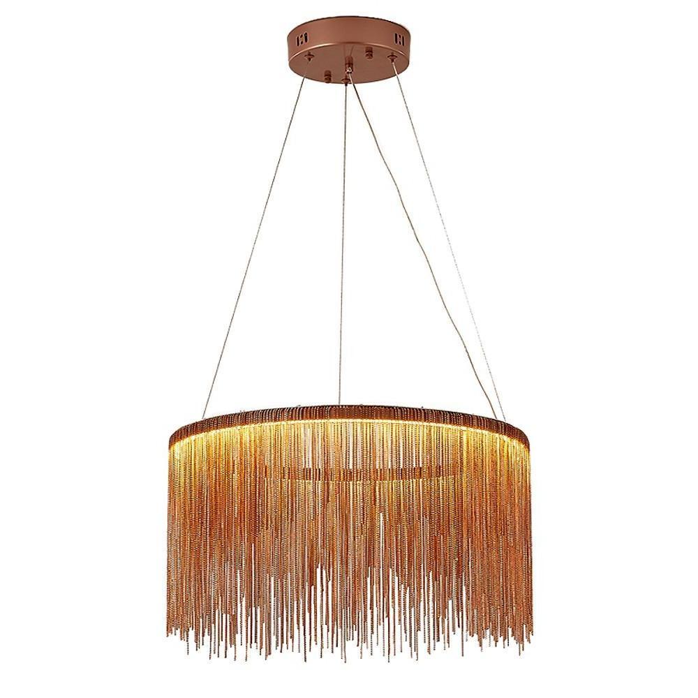 Modern LED Metal Fringe Drum Chandelier Contemporary Pendant Light for Dining and Living Room