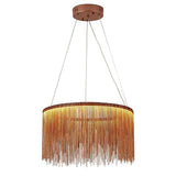 Modern LED Metal Fringe Drum Chandelier Contemporary Pendant Light for Dining and Living Room