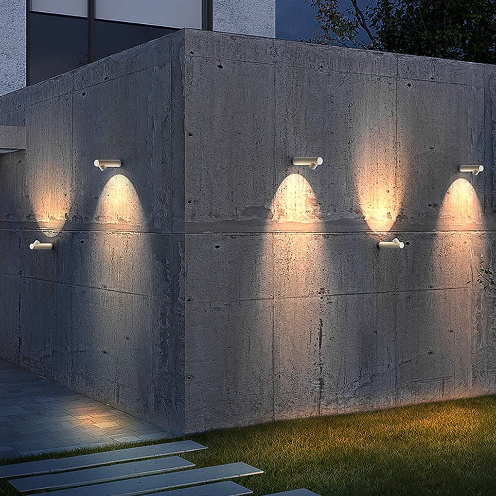 Modern LED Outdoor Cylinder Wall Sconce Waterproof Exterior Lighting for Courtyard