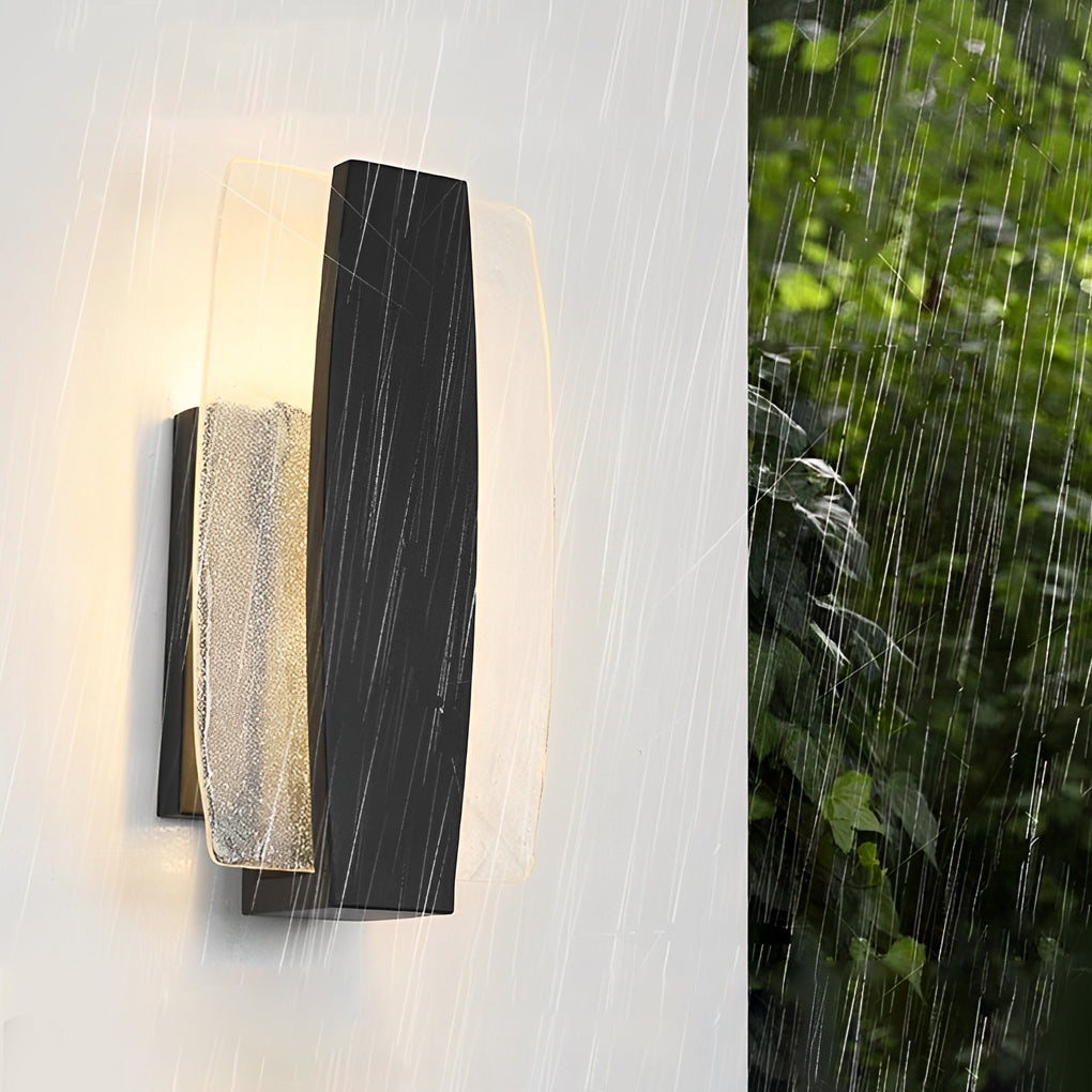 Modern LED Outdoor Sconce with Handmade Bubble Glass and Waterproof Black Finish