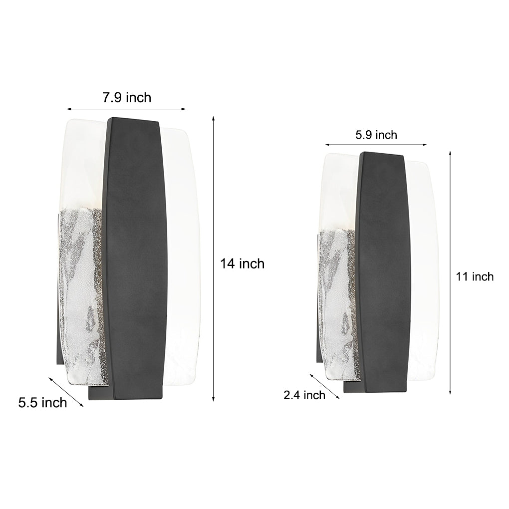 Modern LED Outdoor Sconce with Handmade Bubble Glass and Waterproof Black Finish