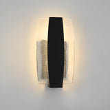 Modern LED Outdoor Sconce with Handmade Bubble Glass and Waterproof Black Finish