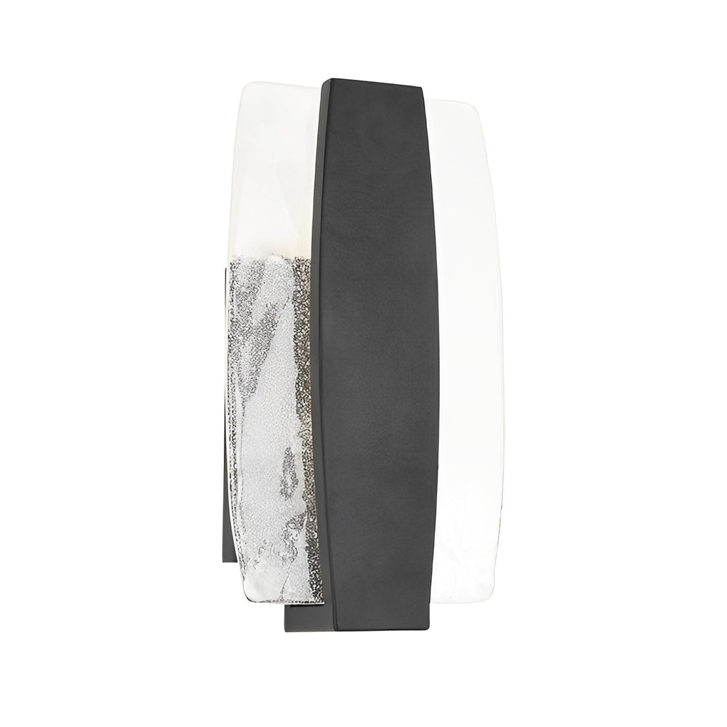 Modern LED Outdoor Sconce with Handmade Bubble Glass and Waterproof Black Finish
