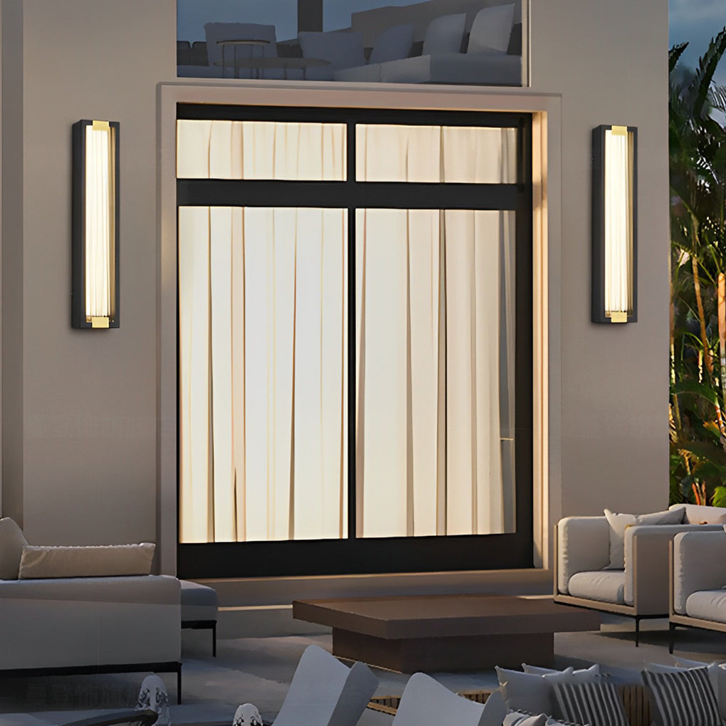 Modern LED Outdoor Wall Light Waterproof Black Rectangular Porch Sconce