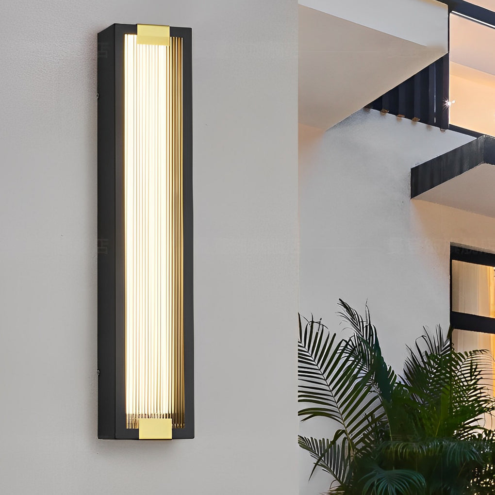 Modern LED Outdoor Wall Light Waterproof Black Rectangular Porch Sconce