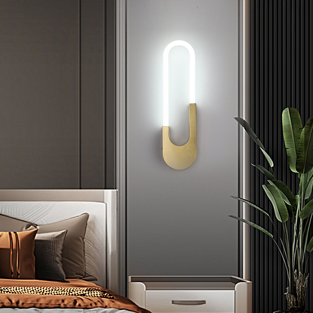 Modern LED Oval Wall Sconce 16 Inch Gold and Black Indoor Accent Lighting for Bedroom and Living Room