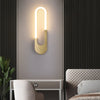 Modern LED Oval Wall Sconce 16 Inch Gold and Black Indoor Accent Lighting for Bedroom and Living Room