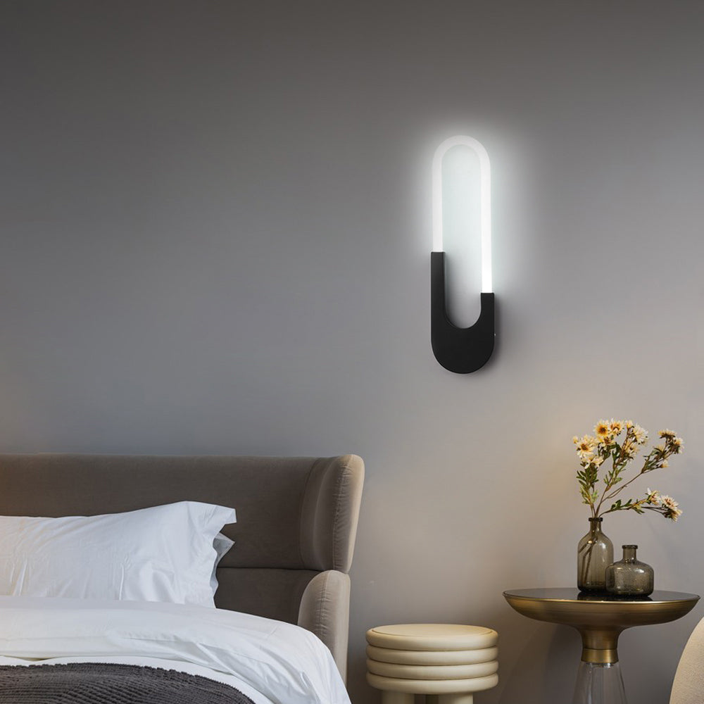 Modern LED Oval Wall Sconce 16 Inch Gold and Black Indoor Accent Lighting for Bedroom and Living Room