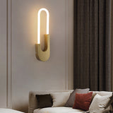 Modern LED Oval Wall Sconce 16 Inch Gold and Black Indoor Accent Lighting for Bedroom and Living Room