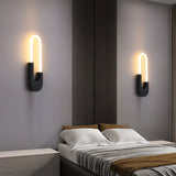 Modern LED Oval Wall Sconce 16 Inch Gold and Black Indoor Accent Lighting for Bedroom and Living Room