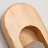 Modern LED Oval Wood Wall Sconce with Walnut Finish for Bedroom and Hallway Lighting