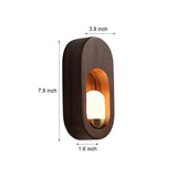 Modern LED Oval Wood Wall Sconce with Walnut Finish for Bedroom and Hallway Lighting