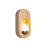 Modern LED Oval Wood Wall Sconce with Walnut Finish for Bedroom and Hallway Lighting