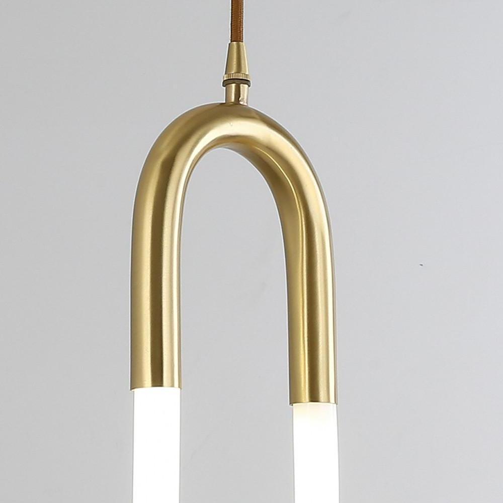 Modern LED Pendant Light Copper Geometric Hanging Lamp for Kitchen Island Gold and White Brass Finish