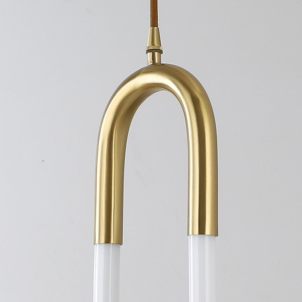 Modern LED Pendant Light Copper Geometric Hanging Lamp for Kitchen Island Gold and White Brass Finish