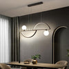 Modern LED Pendant Light with Two Semi Circles and Glass Globe Shades for Dining Room and Kitchen