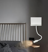 Modern LED Reading Wall Sconce with Wireless Charging Pad and Adjustable Rotary Head