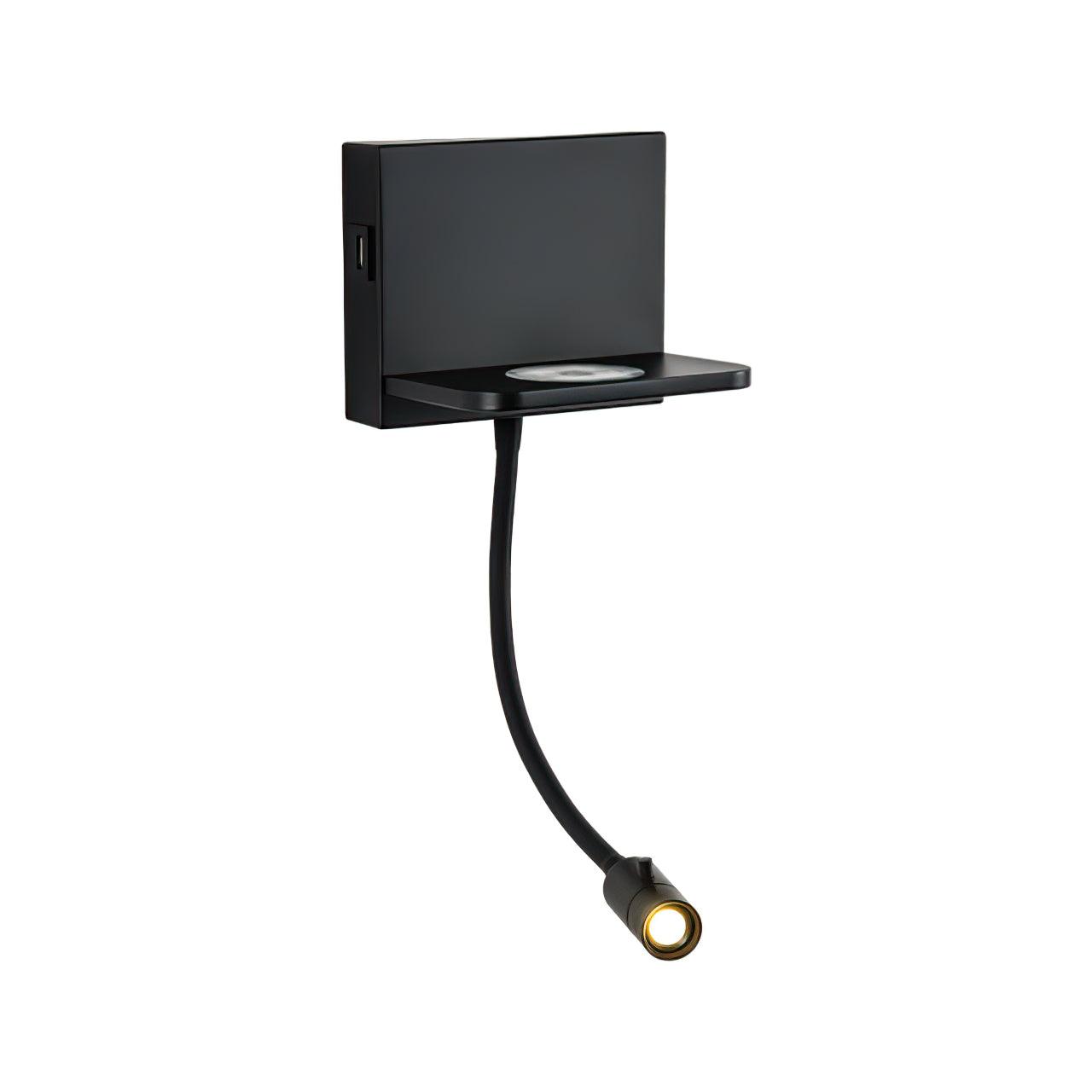 Modern LED Reading Wall Sconce with Wireless Charging Pad and Adjustable Rotary Head