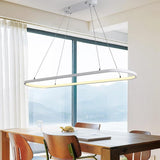 Modern LED Rectangular Island Chandelier Aluminum and Silica Gel Hanging Ceiling Light for Dining Room