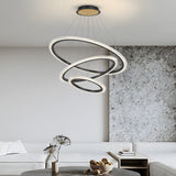 Modern LED Ring Chandelier Adjustable Luxury Pendant Lighting with 3 Step Dimming Function