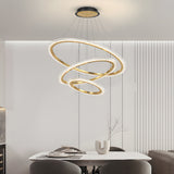 Modern LED Ring Chandelier Adjustable Luxury Pendant Lighting with 3 Step Dimming Function