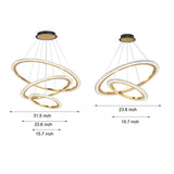 Modern LED Ring Chandelier Adjustable Luxury Pendant Lighting with 3 Step Dimming Function