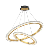 Modern LED Ring Chandelier Adjustable Luxury Pendant Lighting with 3 Step Dimming Function